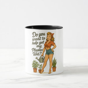 Brutaal Pin-Up Tuinierster Plantjes Pun Ontwerp Mok