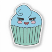 Brutale Blauwe Cupcake Sticker (Voorkant)