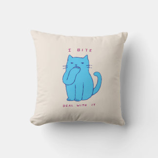 Brutale Blauwe Kat Ik Bijt, Neem Er Maar Genoegen Kussen