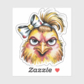 Brutale Boze Hen Gele Strik Ongelide Haar Sticker (Vel)