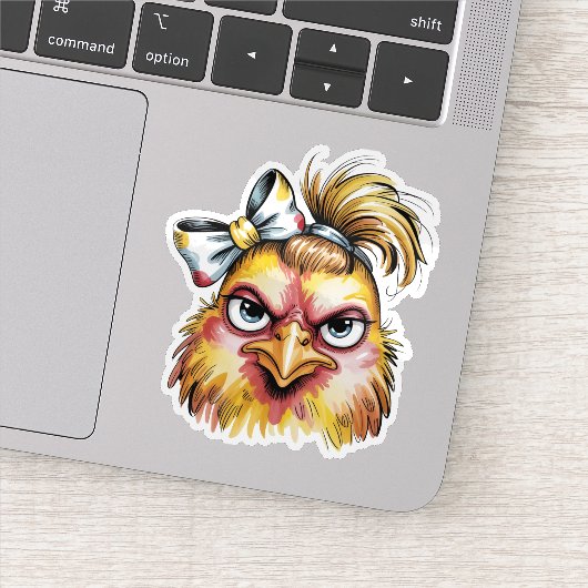 Brutale Boze Hen Gele Strik Ongelide Haar Sticker (Detail)