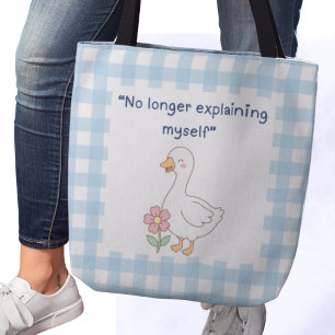 Brutale Gans met Blauwe Gingang Charme Tote Bag