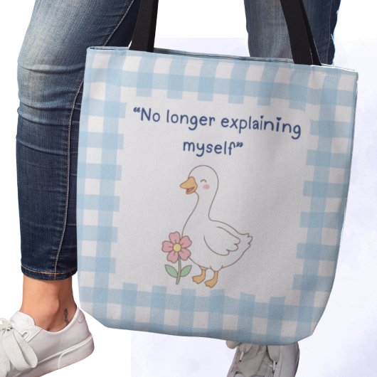 Brutale Gans met Blauwe Gingang Charme Tote Bag