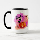 Brutale heks met kat voor Halloween Mok (Links)
