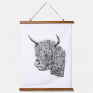 Brutale Hooglandkoe Rustieke Vee Kunst Boerderij D Hangend Wandkleed