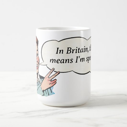  brutale jongen met tweevingerige groet koffiemok (Center)