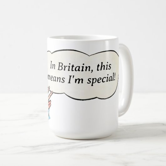  brutale jongen met tweevingerige groet koffiemok (Voorkant rechts)