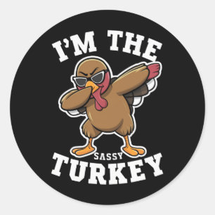 Brutale kalkoen bijpassende familie Thanksgiving-f Ronde Sticker