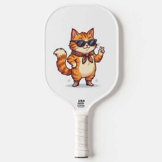 Brutale Kat in Zonnebril & Sjaal Pickleball Paddle (Voorkant)