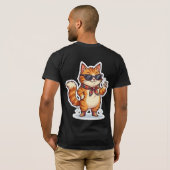 Brutale Kat in Zonnebril & Sjaal T-Shirt (Achterkant volledig)