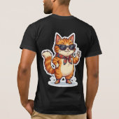 Brutale Kat in Zonnebril & Sjaal T-Shirt (Achterkant)
