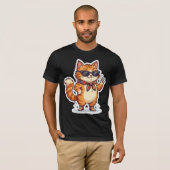 Brutale Kat in Zonnebril & Sjaal T-Shirt (Voorkant volledig)