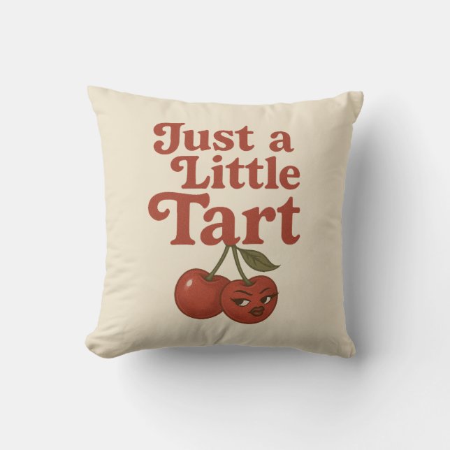 Brutale Kers Alleen een Beetje Zurig Retro Rood Kussen (Voorkant)