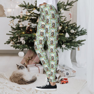 Brutale Kerstkat Humor Maine Coon Groen Grappig Leggings