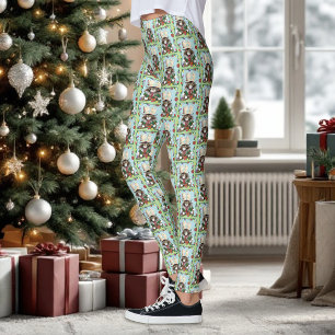 Brutale Kerstkat Humor Maine Coon Groen Grappig Leggings