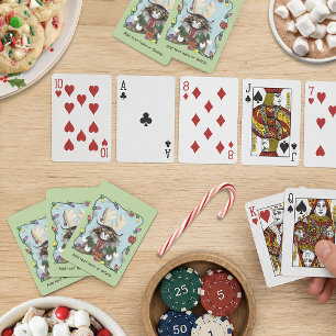 Brutale Kerstkat Humor Maine Coon Groen Grappig Pokerkaarten