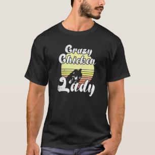 Brutale Kip Retro Zonsondergang Gekke Kippen Dame  T-shirt