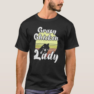 Brutale Kip Retro Zonsondergang Gekke Kippen Dame  T-shirt