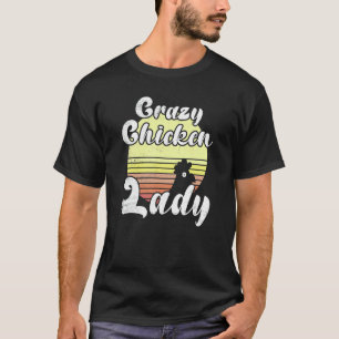 Brutale Kip Retro Zonsondergang Gekke Kippenvrouw  T-shirt