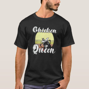 Brutale Kip Retro Zonsondergang Kip Queen Bril T-shirt