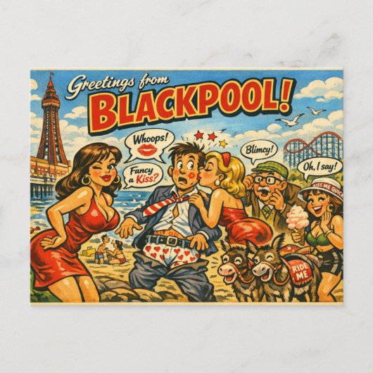 Brutale Klassieke Blackpool Ansichtkaart Briefkaart (Voorkant)