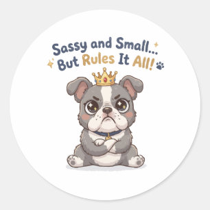 Brutale kleine honden kroon ronde sticker