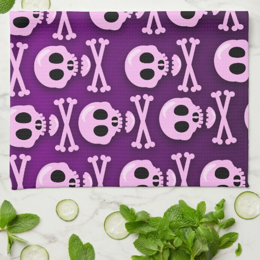 brutale Paarse schedel Theedoek (Gevouwen)