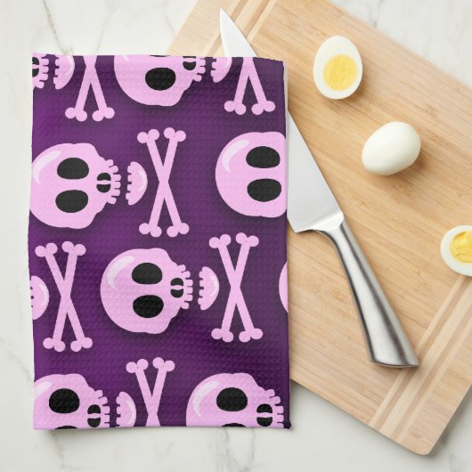 brutale Paarse schedel Theedoek (Quarter Fold)