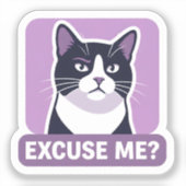 Brutale 'Pardon?' Tuxedo Kat Sticker (Voorkant)