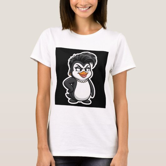 Brutale Pinguïn Diva Grappige Vogel T-shirt (Voorkant)