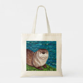 Brutale rivierotter-schildering tote bag (Achterkant)