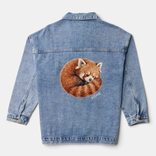 Brutale rode panda denim jacket (Achterkant)