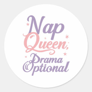 Brutale "Slaap Koningin" Pastel Typografie Ronde Sticker