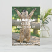 🎓🦥Brutale stokstaart Viering Kaart – Op Maat (Staand voorkant)