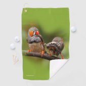 Brutale zebravinken zangvogels op tak golfhanddoek (Insitu)