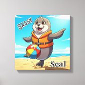 Brutale Zeehond | Cute Cartoon Kinderkamer Kunst Canvas Afdruk (Voorkant)