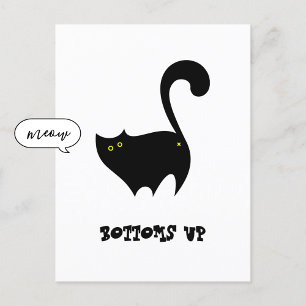 brutale zwarte kat bottoms up grappig briefkaart