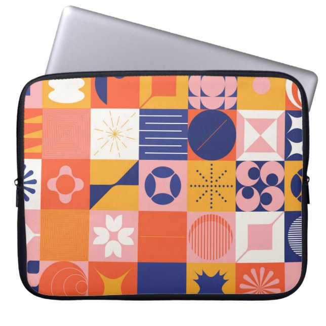 Brutalisme kunst geïnspireerd op abstract patroon  laptop sleeve (Voorkant)