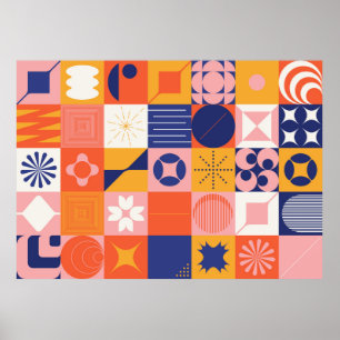 Brutalisme kunst geïnspireerd op abstract patroon  poster