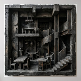 Brutalist Interieur Sketch Poster