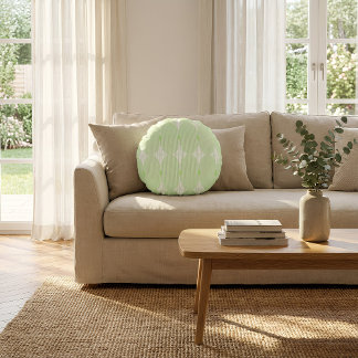 Brutalist Pulse: Pistaccio Green & White Rond Kussen