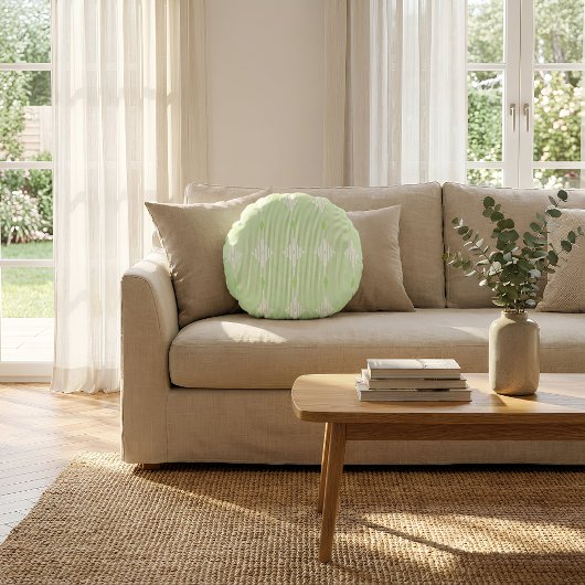 Brutalist Pulse: Pistaccio Green & White Rond Kussen