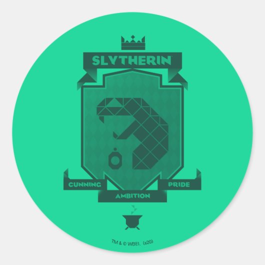 Brutalist SLYTHERIN™ Crest Ronde Sticker (Voorkant)