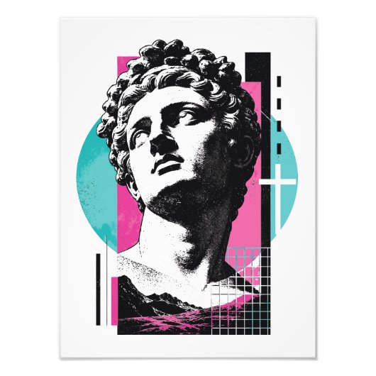 Brutalistische Retro Jezus Griekse Standbeeld Kolo Foto Afdruk (Voorkant)