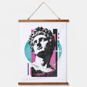 Brutalistische Retro Jezus Griekse Standbeeld Kolo Hangend Wandkleed