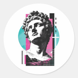 Brutalistische Retro Jezus Griekse Standbeeld Kolo Ronde Sticker