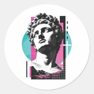 Brutalistische Retro Jezus Griekse Standbeeld Kolo Ronde Sticker