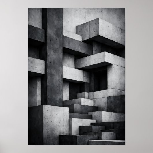 Brutalististisch penthouse-ontwerp monochroom inte poster (Voorkant)