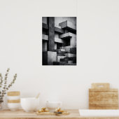 Brutalististisch penthouse-ontwerp monochroom inte poster (Keuken)