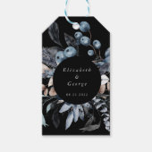 brute winterbloemmonogram voor de vorsty dusty blu cadeaulabel (Voorkant)